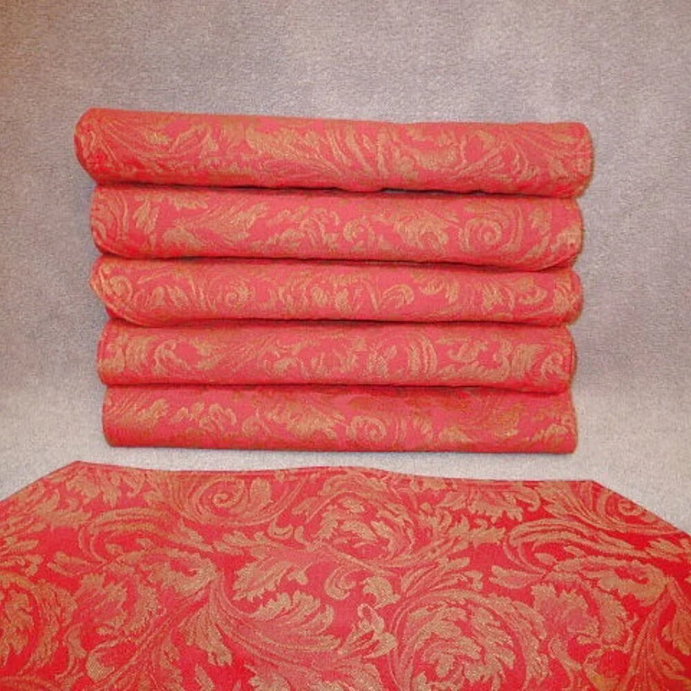 Vtg Red & Gold Shimmer Paisley Placemats Set Of 6 Reversible Regency Old Money